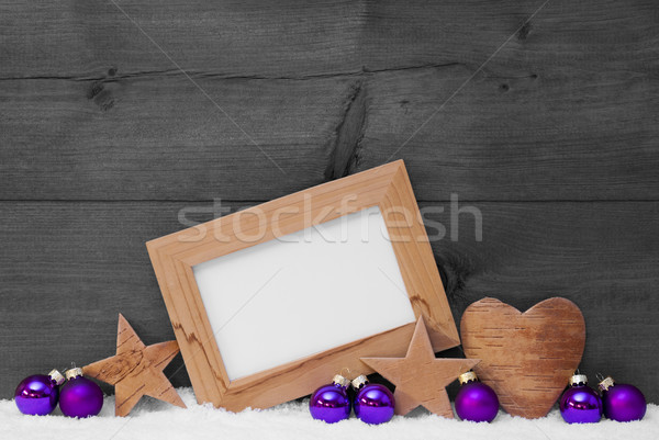 Gray Purple Christmas Decoration Copy Space, Frame Stock photo © Nelosa