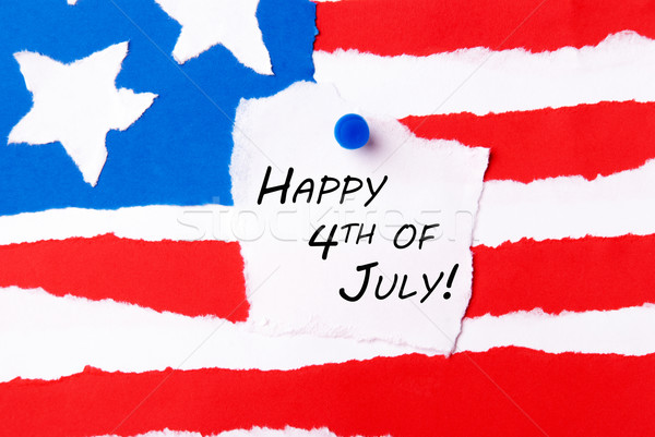 Amerikanische Flagge glücklich Bekanntmachung Papier Zeichen Stock foto © Nelosa