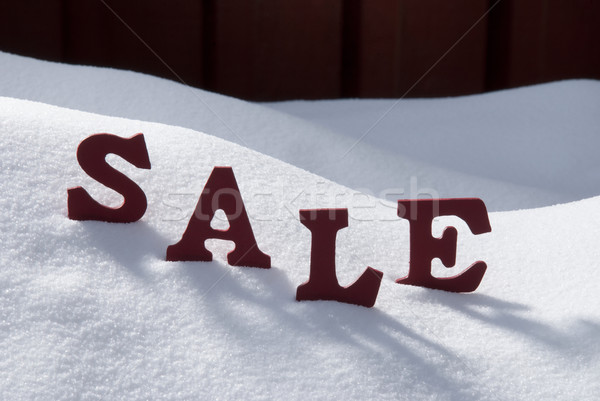Christmas verkoop sneeuw Rood houten brieven Stockfoto © Nelosa