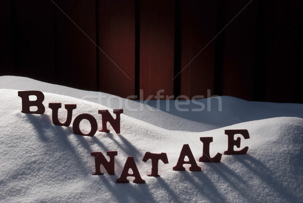 Card WithSnow, Buon Natale Means Merry Christmas Stock photo © Nelosa