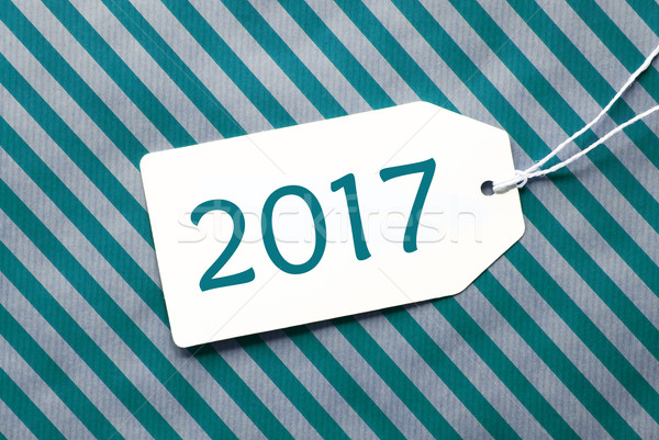 Label On Turquoise Wrapping Paper, Text 2017 Stock photo © Nelosa