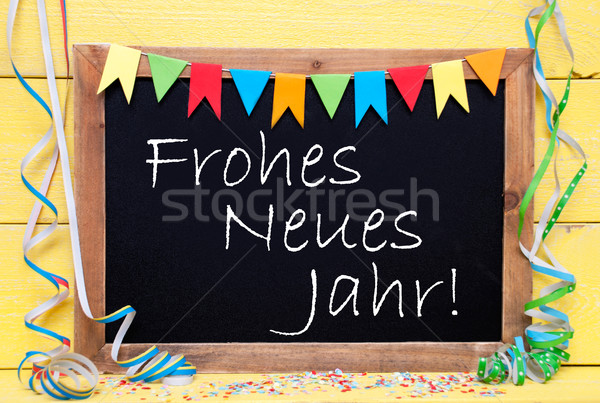 Chalkboard With Party Decoration, Text Neues Jahr Means New Year Stock photo © Nelosa