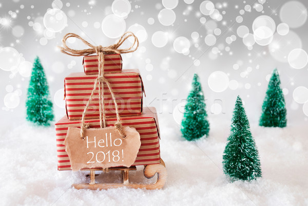 Foto stock: Navidad · trineo · blanco · Hola · regalos · presenta