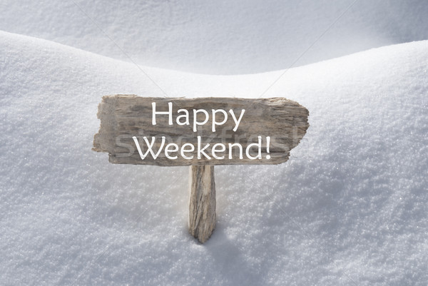Christmas Sign With Snow And Text Happy Weekend Stock photo © Nelosa