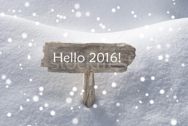 Christmas Sign Snow And Snowflakes Hello 2016 Stock photo © Nelosa