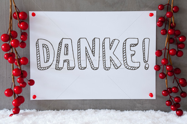 Label, Snow, Christmas Decoration, Danke Means Thank You Stock photo © Nelosa