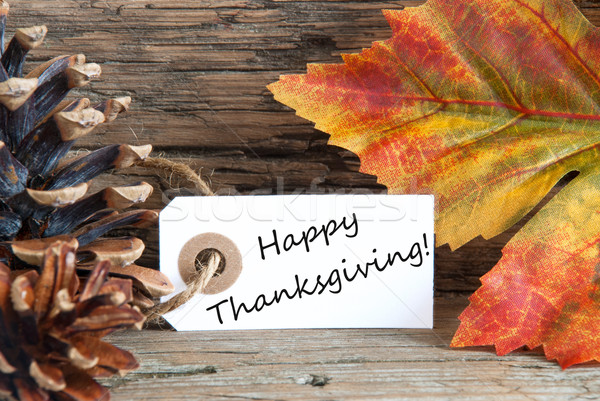 Stock photo: Autumn Label with Happy Thanksgiving