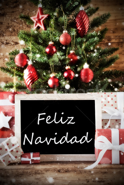 Tree With Feliz Navidad Means Merry Christmas Stock photo © Nelosa