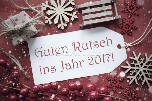 Christmas Decoration, Label With Guten Rutsch 2017 Means New Year Stock photo © Nelosa
