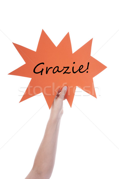 Orange Speech Balloon With Italian Grazie Stock photo © Nelosa