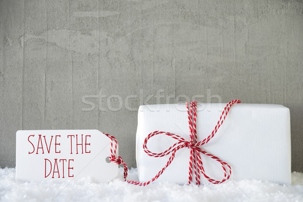 One Gift, Urban Cement Background, English Text Save The Date Stock photo © Nelosa