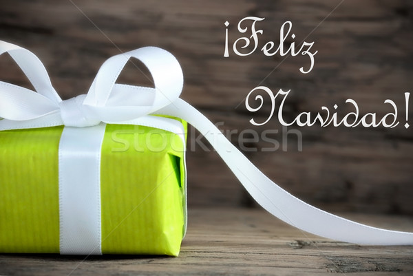 Green Gift with Feliz Navidad Stock photo © Nelosa