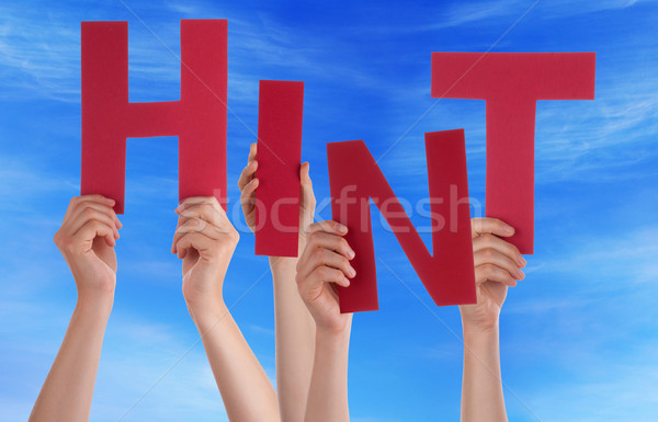 Many People Hands Holding Red Word Hint Blue Sky Stock photo © Nelosa