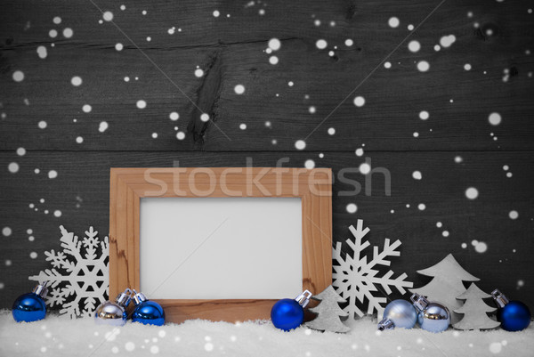 Stockfoto: Blauw · grijs · christmas · decoratie · sneeuw · exemplaar · ruimte
