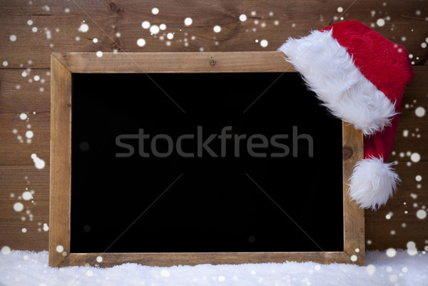 Christmas Card, Blackboard, Snow, Hat, Copy Space, Snowflakes Stock photo © Nelosa