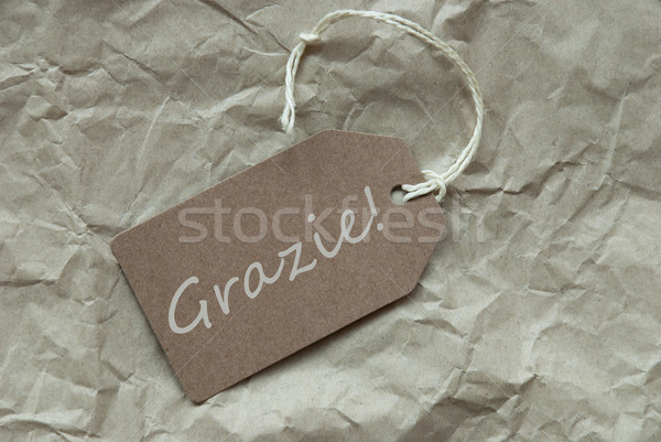 Beige Label With Italian Grazie Means Thank You Stock photo © Nelosa