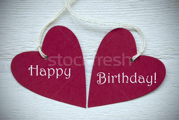 Two Red Hearts With Happy Birthday Stock photo © Nelosa