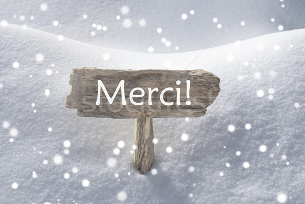 Christmas Sign Snow Snowflake Merci Mean Thank You Stock photo © Nelosa