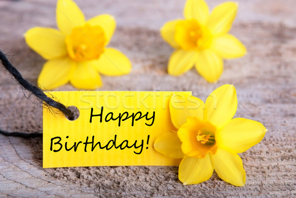 Stock photo: Yellow Label with Happy Birthday