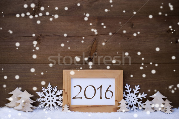 White Christmas Decoration Text 2016, Snow, Snowflakes Stock photo © Nelosa