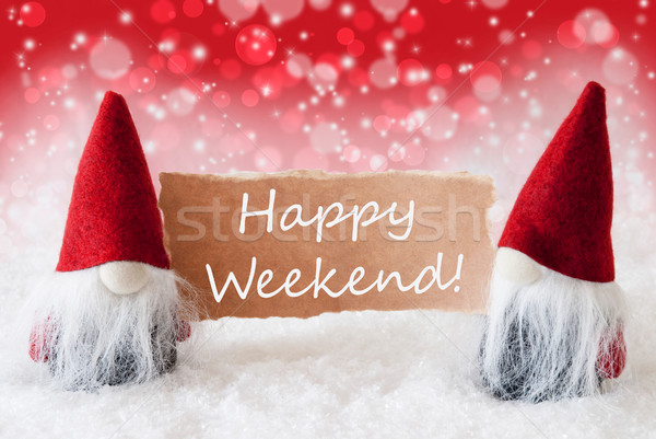 Rouge carte texte heureux week-end Noël [[stock_photo]] © Nelosa