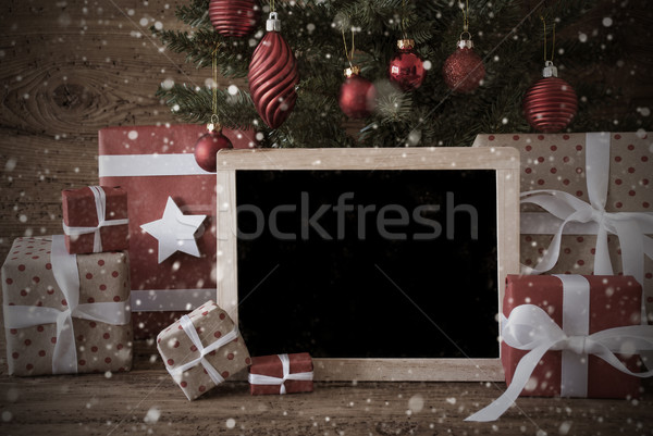 Stock fotó: Nosztalgikus · karácsonyfa · copy · space · hópehely · karácsonyi · üdvözlet · évszakok