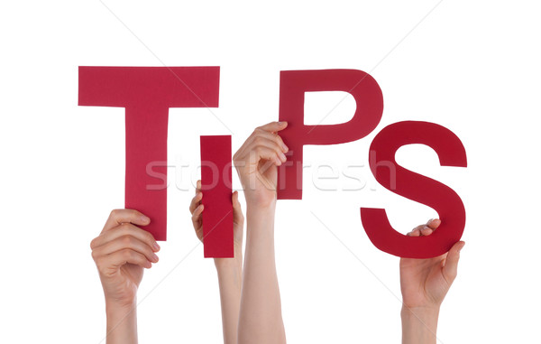 Handen tips veel Rood woord Stockfoto © Nelosa
