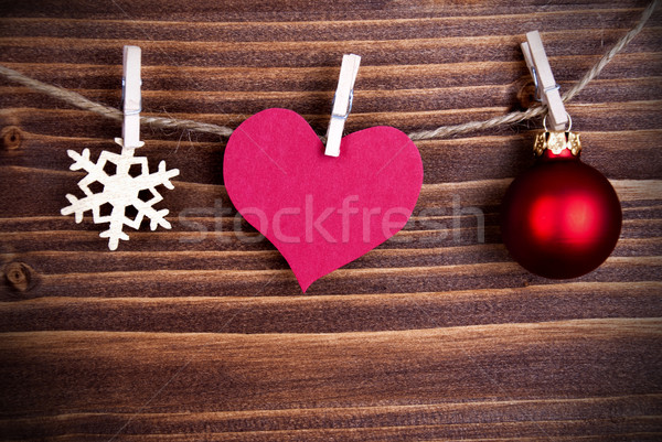 Heart Tag on a Line as Christmas or Winter Background Stock photo © Nelosa