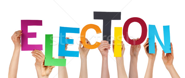 Many People Hands Holding Colorful Word Election  Stock photo © Nelosa
