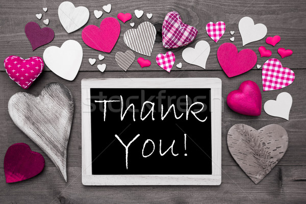 Chalkbord With Many Pink Hearts, Thank You Stock photo © Nelosa