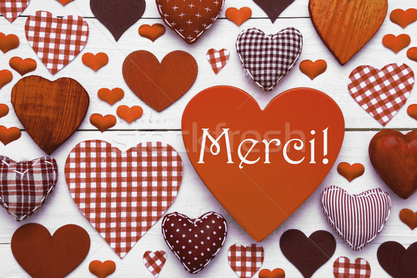 Brown Heart Texture With Merci Means Thank You Stock photo © Nelosa