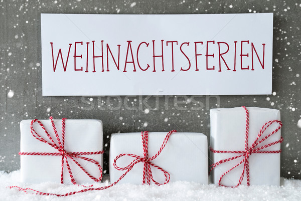Stockfoto: Witte · geschenk · sneeuwvlokken · christmas · pauze · label