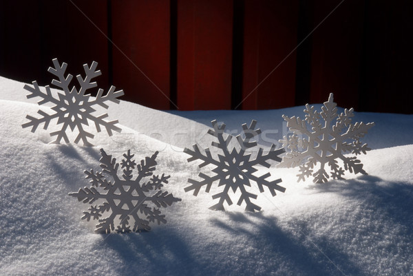 Vier witte houten christmas bomen sneeuw Stockfoto © Nelosa