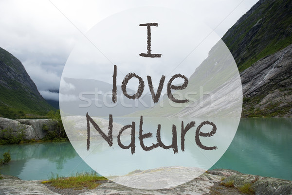 Lake With Mountains, Norway, Text I Love Nature Stock photo © Nelosa