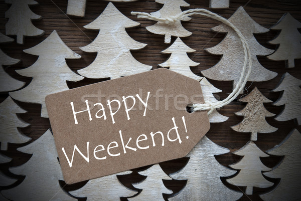 Brown Christmas Label With Happy Weekend Stock photo © Nelosa