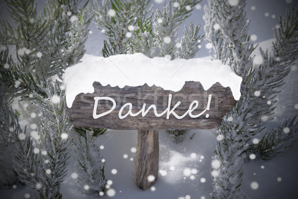 Christmas Sign Snowflakes Fir Tree Danke Mean Thanks Stock photo © Nelosa