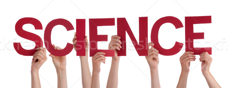 Many People Hands Holding Red Straight Word Science Stock photo © Nelosa