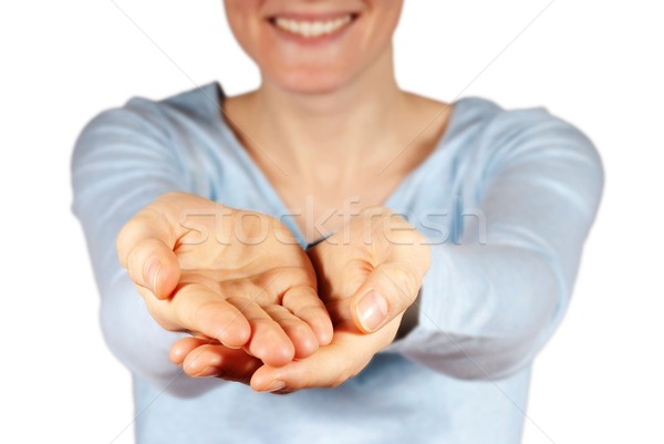 woman presenting hands with copyspace Stock photo © Nelosa