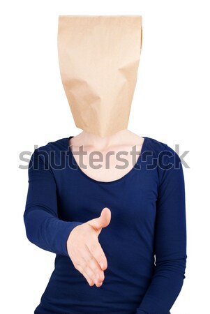 person with paper bag head Stock photo © Nelosa