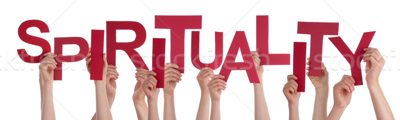 Many People Hands Holding Red Word Spirituality Stock photo © Nelosa