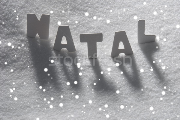 White Word Natal Mean Christmas On Snow, Snowflakes Stock photo © Nelosa