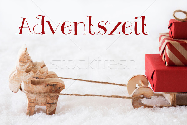 Reindeer With Sled On Snow, Adventszeit Means Advent Season Stock photo © Nelosa