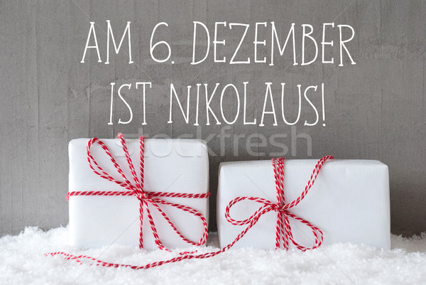 Two Gifts With Snow, Nikolaus Means Nicholas Day Stock photo © Nelosa