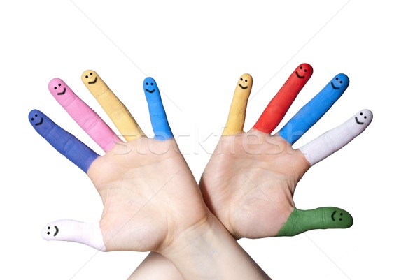 hand with smiling fingers Stock photo © Nelosa
