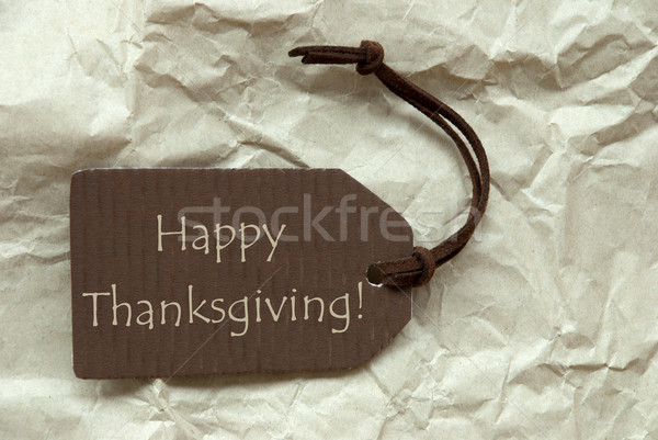 Brown Label With Happy Thanksgiving Paper Background Stock photo © Nelosa