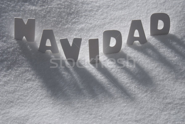 White Word Navidad Means Christmas On Snow, Snowflakes Stock photo © Nelosa