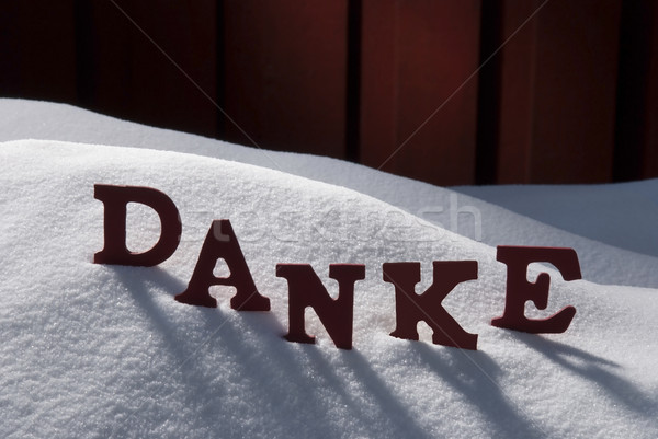 Christmas Card With Snow, Danke Mean Thank You Stock photo © Nelosa