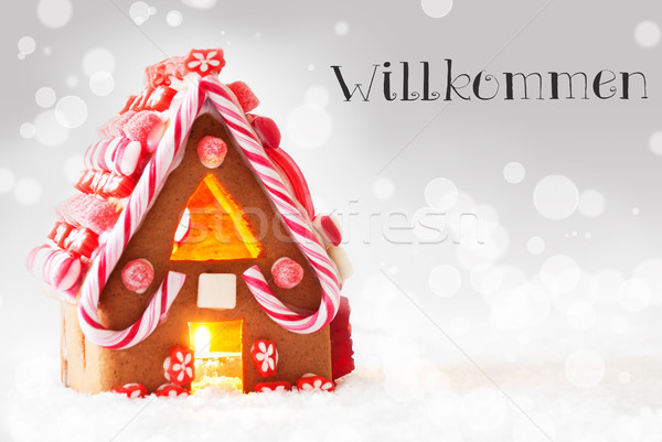 House, Silver Background, Text Zauberhafte Weihnachten Means Magic Christmas Stock photo © Nelosa