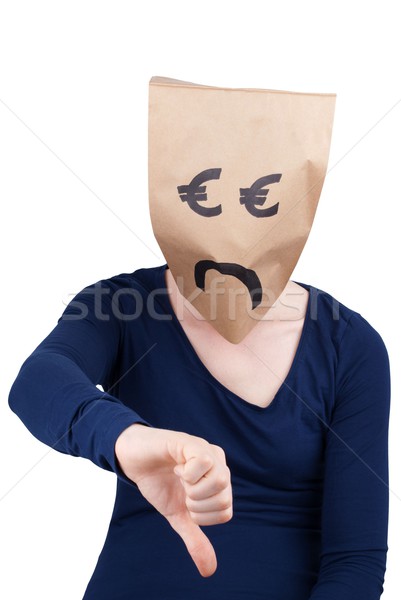 sad euro paper bag with thumbs down Stock photo © Nelosa