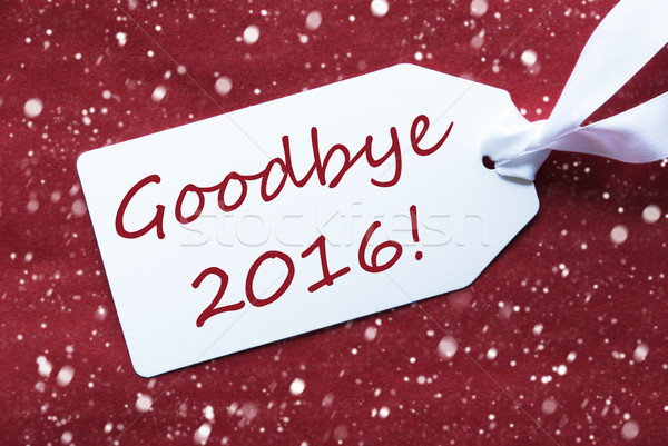 One Label On Red Background, Snowflakes, Text Goodbye 2016 Stock photo © Nelosa